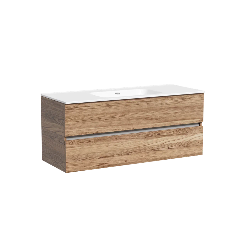 Тумба подвесная SANCOS Urban 1190х450х550, c двумя ящиками оснащенными доводчиками, дуб чарльстон , арт. UR120-1ECH