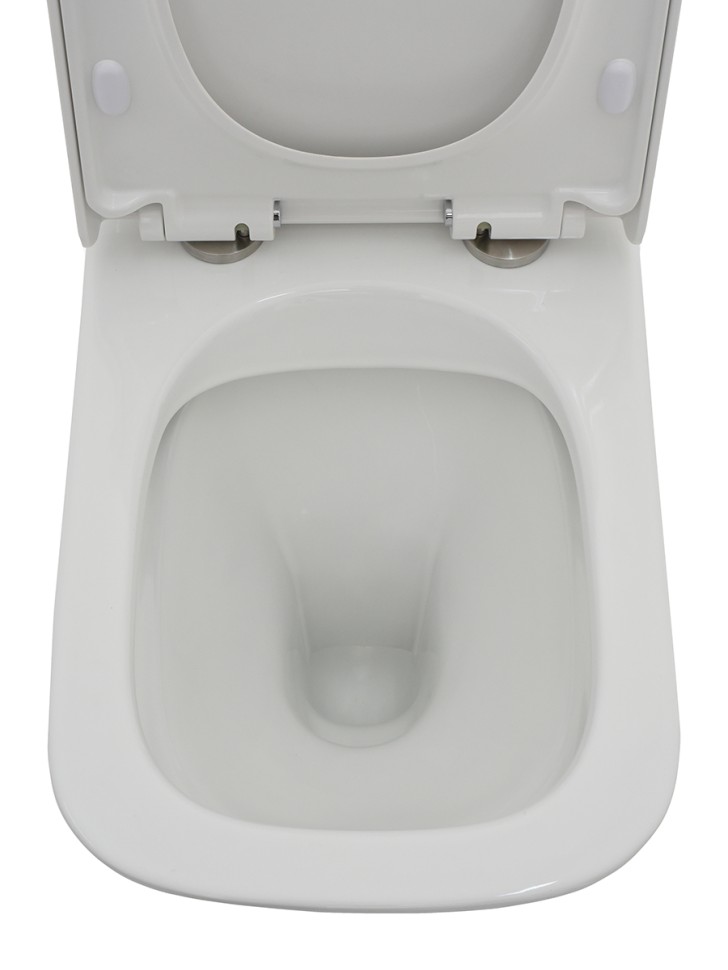 AQM1005 Унитаз напольный Rimless c сиденьем SoftClose, горизонтальный выпуск. 620x345x415мм