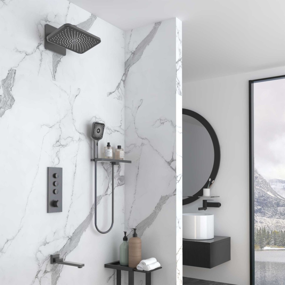 Душевой комплект VSFW-433TI4RGM встраиваемый, термостат, трехрежимный, вороненая сталь