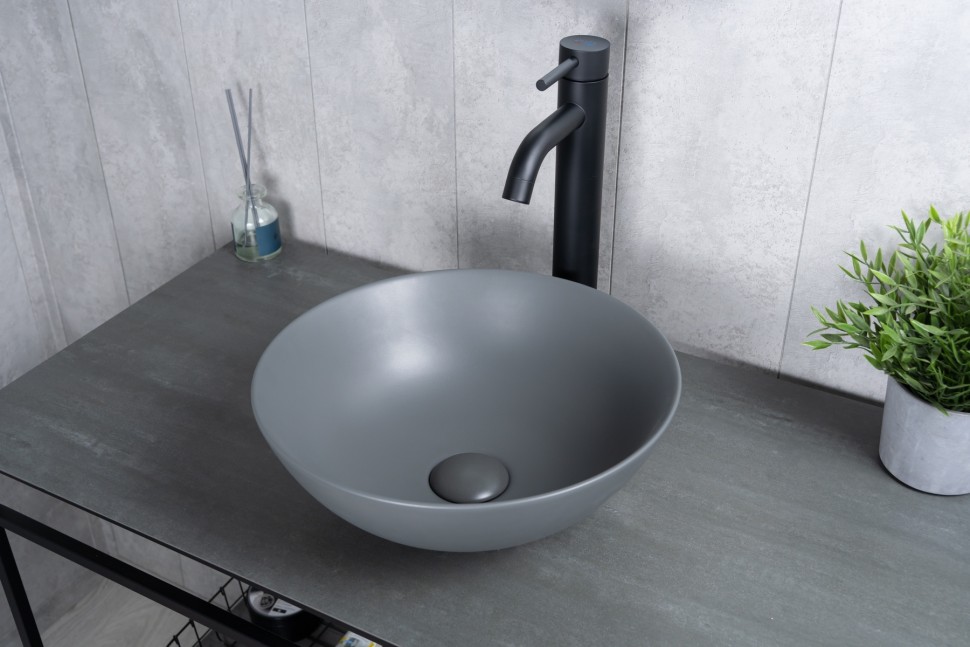 Раковина Gid 9081gnm 53404 накладная серая матовая 36x36x14