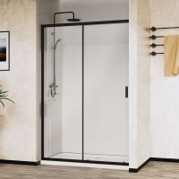 Душевая дверь City VDS-5CT150CLB, 1500, черный, стекло прозрачное