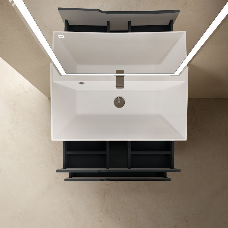 AQM900380GM "S3" тумба под умывальник подвесная 80 см., цвет антрацит.