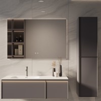 База под раковину Vincea  Elise 1200 подвесная, 2 выкатных ящика soft close, серый матовый