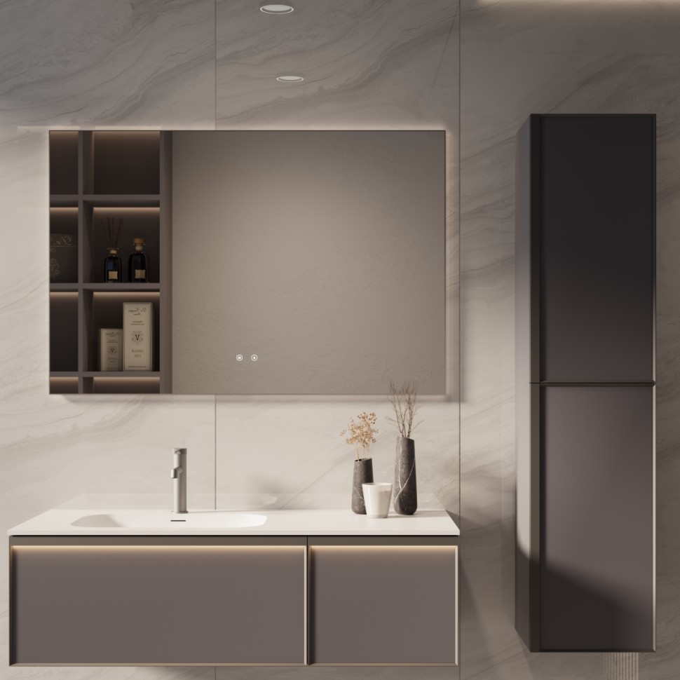 База под раковину Vincea  Elise 1200 подвесная, 2 выкатных ящика soft close, серый матовый