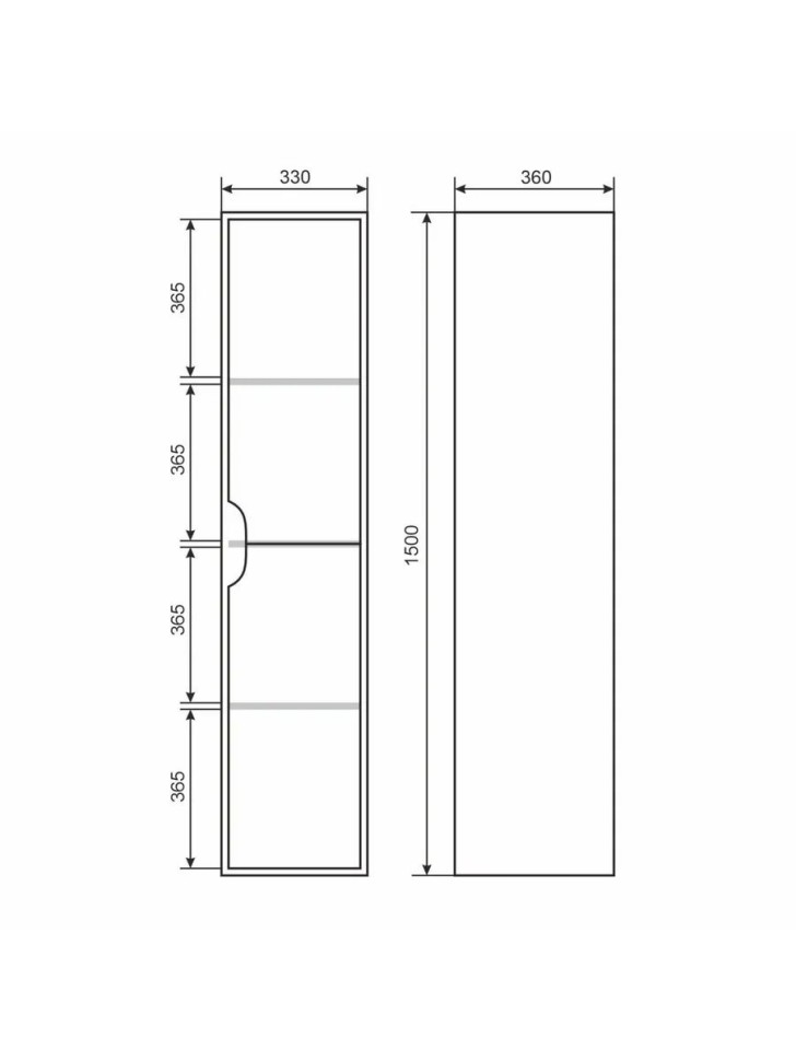 Шкаф-пенал для ванной подвесной Uperwood Modul 33х36х150 см, белыйатовый