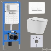 Комплект 3в1 IBERICA BLANCA инсталляция SILENCIO, унитаз BURGOS ALTO белый, кнопка смыва ESTI-R белый глянцевый (IB001.BRA.234.211)