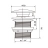 Донный клапан с керамической крышкой Vincea DBS0-216MB, черная мат. крышка, без перелива