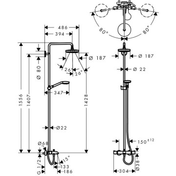 Душевая стойка Hansgrohe Croma Select S 180 2jet 27351400 хром