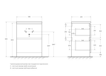 База под раковину напольная BelBagno ALBANO-600-2C-PIA-BL