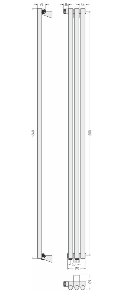 Эстет-1 EU50 левый 1800х135 3 секции