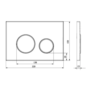 Кнопка смыва для унитаза Veconi Round VFR-BL, 150х220х13, пластик, черный