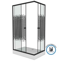 Душевой уголок Niagara Eco NG-012-14Q BLACK(120х80х195) низкий поддон(13см),черный,стекло мозаика,2 места