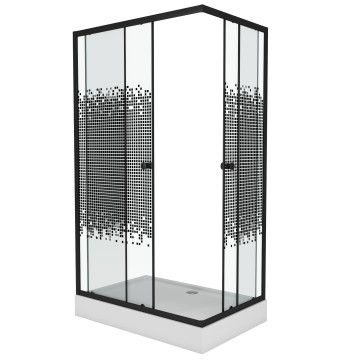 Душевой уголок Niagara Eco NG-012-14Q BLACK(120х80х195) низкий поддон(13см),черный,стекло мозаика,2 места