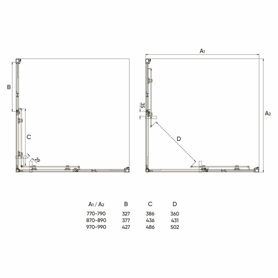 Душевой угол Veconi Rovigo RV-47, 1000x1000x1950, хром, стекло прозрачное