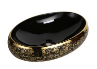 Раковина накладная MILLEAU Boutique MU8005-EGBG (черный глянец с золотом)