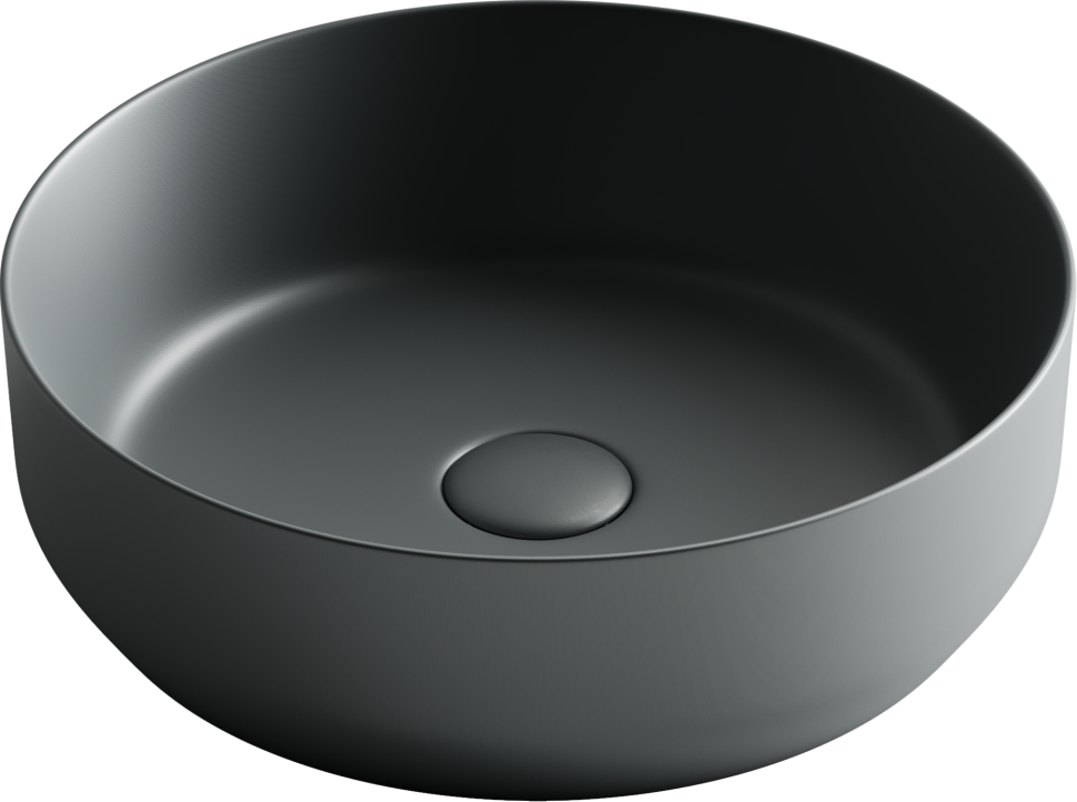 Умывальник чаша накладная круглая (цвет Темный Антрацит Матовый) Element 390x390x120мм