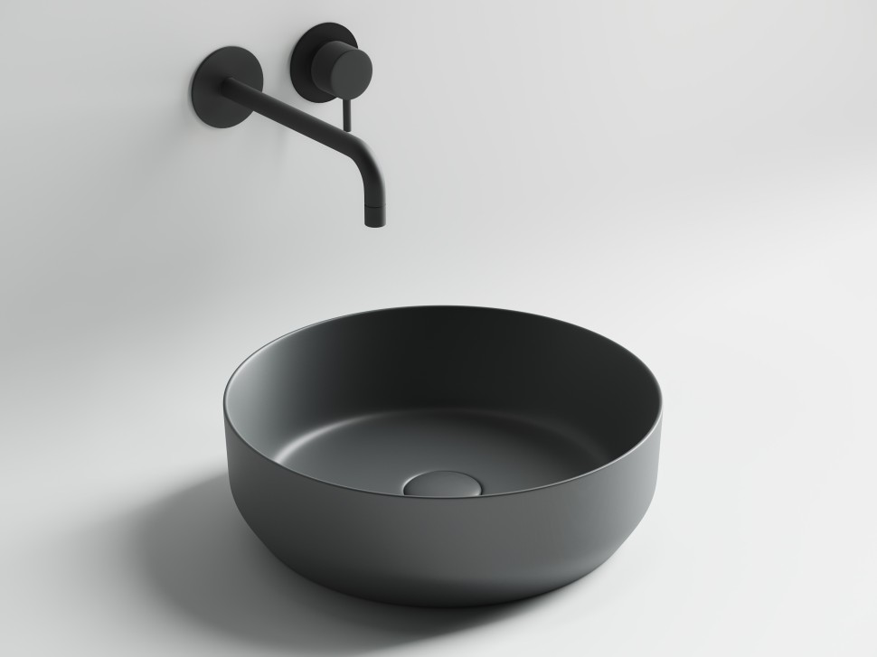Умывальник чаша накладная круглая (цвет Темный Антрацит Матовый) Element 390x390x120мм