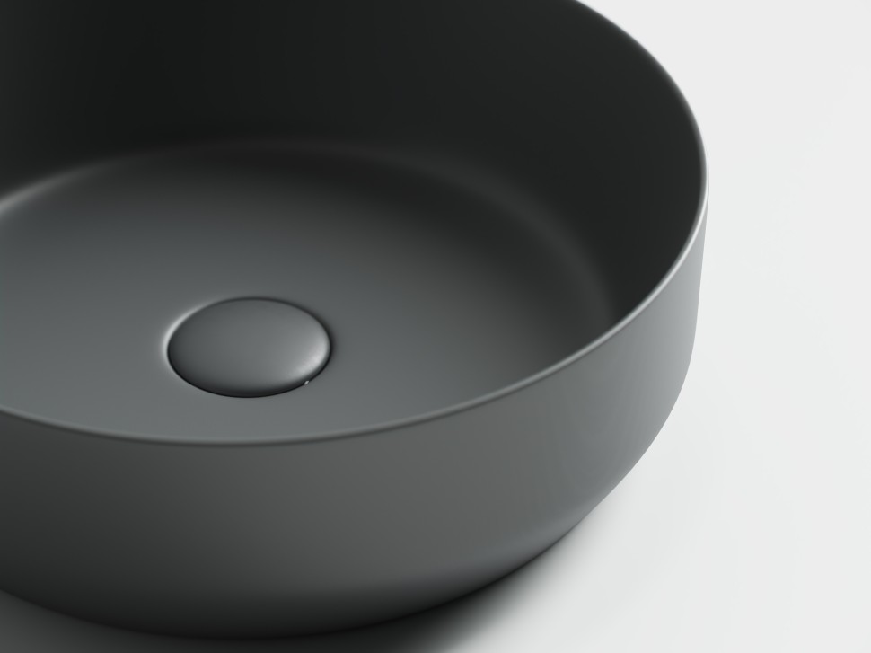 Умывальник чаша накладная круглая (цвет Темный Антрацит Матовый) Element 390x390x120мм