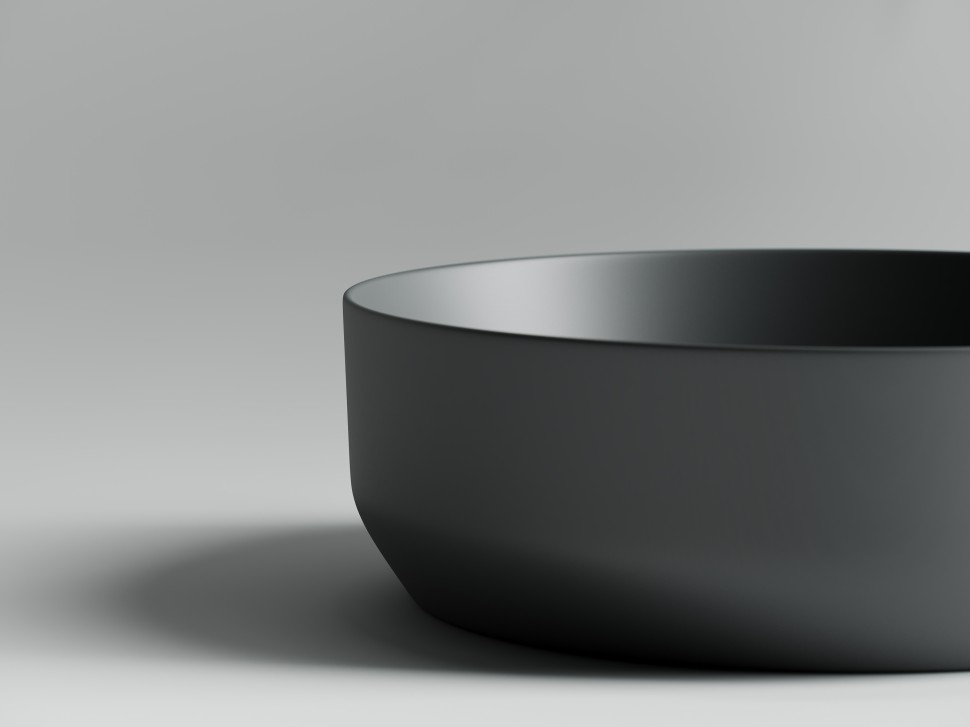 Умывальник чаша накладная круглая (цвет Темный Антрацит Матовый) Element 390x390x120мм