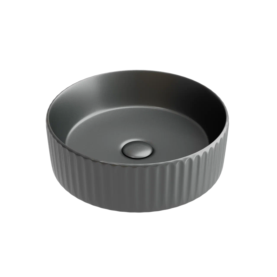 Умывальник чаша накладная круглая (цвет Темный Антрацит Матовый) Element 360x360x115мм