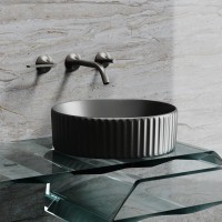 Умывальник чаша накладная круглая (цвет Темный Антрацит Матовый) Element 360x360x115мм