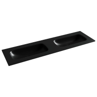 Раковина накладная мебельная CERAMICANOVA Grace прямоугольная 1610x457x137 с двумя чашами без отверстий под смеситель цвет черный матовый CN7023MBwx