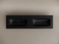 Раковина накладная мебельная CERAMICANOVA Grace прямоугольная 1610x457x137 с двумя чашами без отверстий под смеситель цвет черный матовый CN7023MBwx
