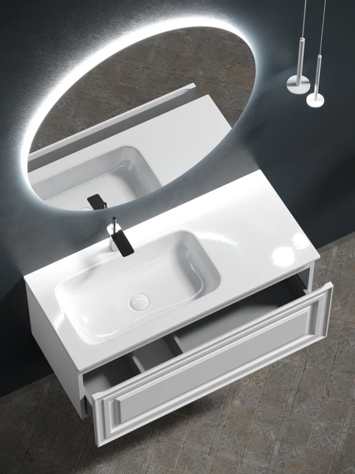 Тумба подвесная SANCOS Very 995х445х406, c одним ящиком оснащенным доводчиками, левая , Bianco , арт.VR100LW