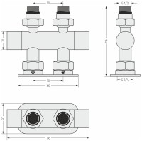 Вентиль прямой EU50 (2 х G 1/2" НР х G 3/4" НГ)