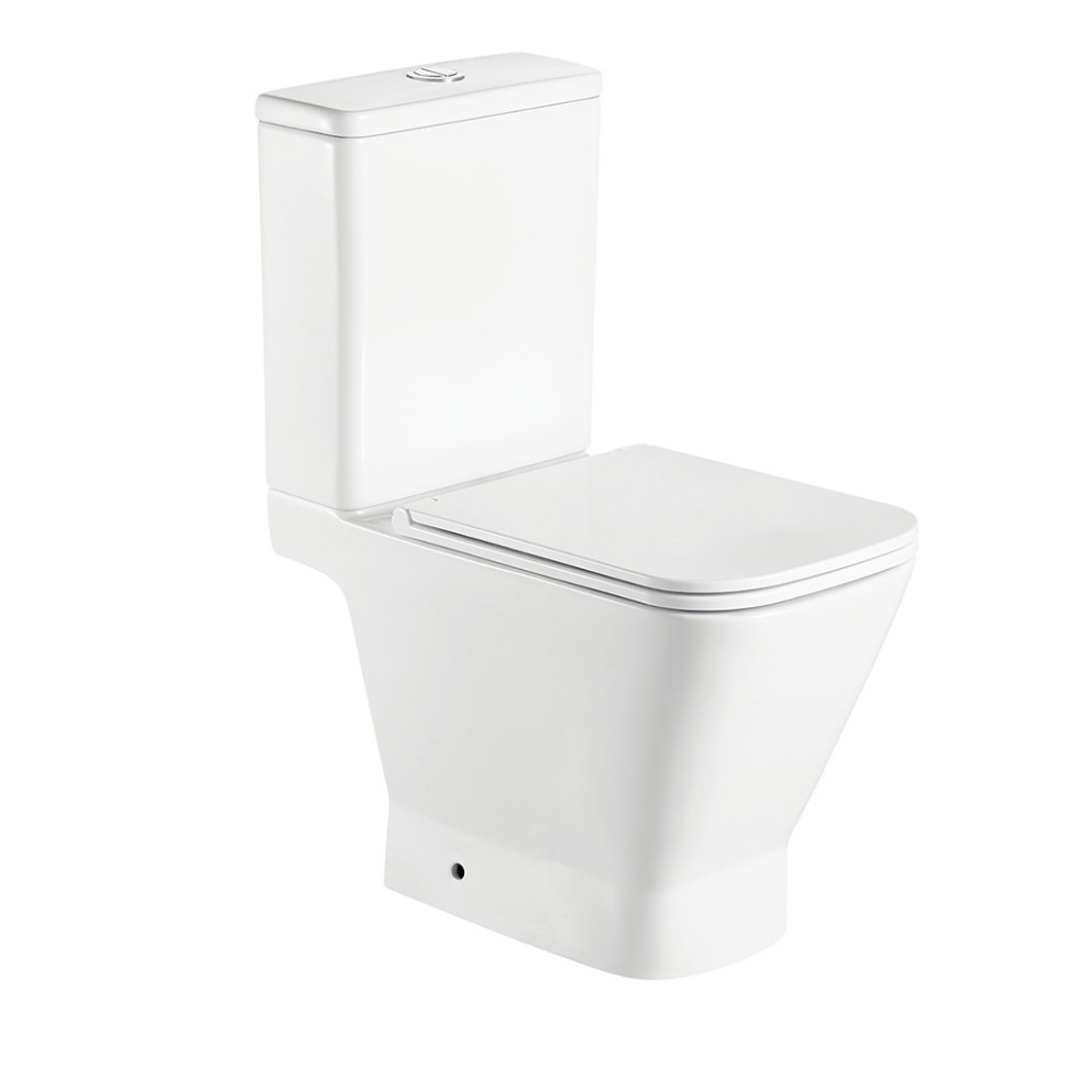 AQM1006 Унитаз напольный Rimless c сиденьем SoftClose, горизонт. выпуск, open back, 610x340x415мм