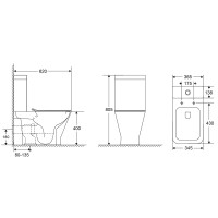 AQM1006 Унитаз напольный Rimless c сиденьем SoftClose, горизонт. выпуск, open back, 610x340x415мм