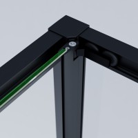 Душевой уголок Альфа (Alpha) VSRW-3AL9010CLB, 1000*900, черный, стекло прозрачное