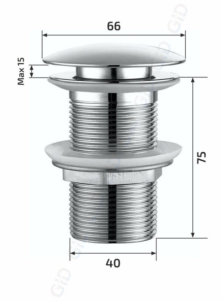 Донный клапан Gid без перелива G-55BM 76602K черный матовый 7x7x10