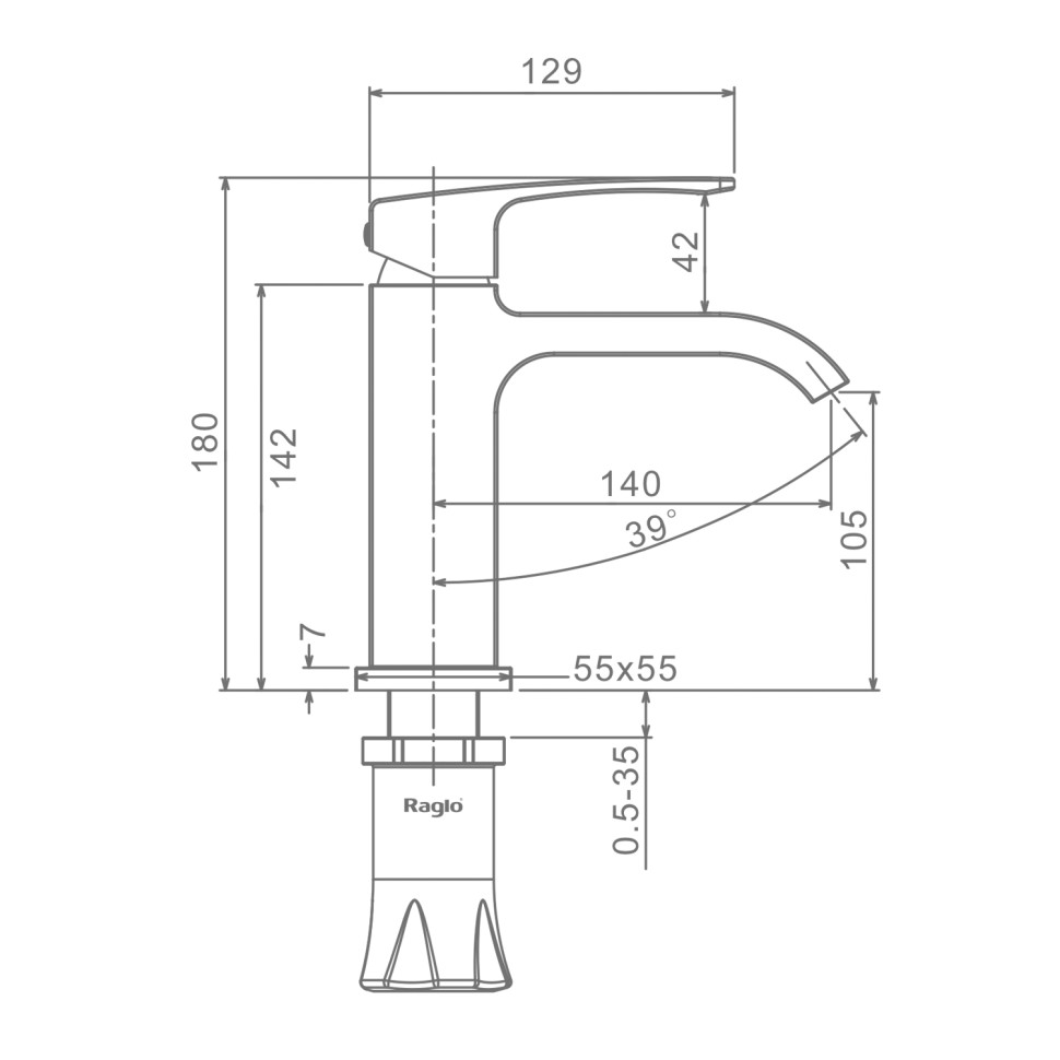 Смеситель Raglo для умывальника, хром