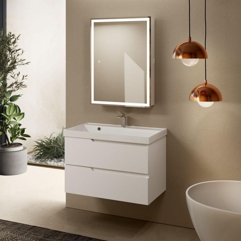 AQM900380WH "S3" тумба под умывальник подвесная 80 см., цвет белый глянец.