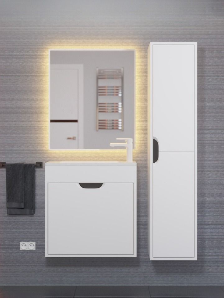 Шкаф-пенал для ванной подвесной Uperwood Modul 33х36х150 см, белый/графит