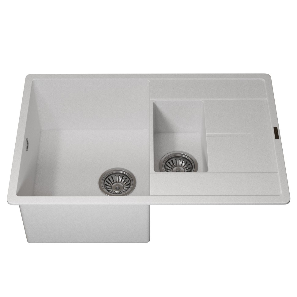 Кухонная мойка кварцевая Uperwood Quartz Premium UPD-05-01, прямоугольная двухсекционная, белая