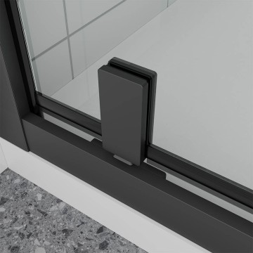 Душевая дверь Veconi Ottimo P30 B, 700x1900, черный матовый, стекло тонированное матовое