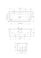 Акриловая ванна CEZARES METAURO-INT-Wall-180-80-60-B-W-MATT