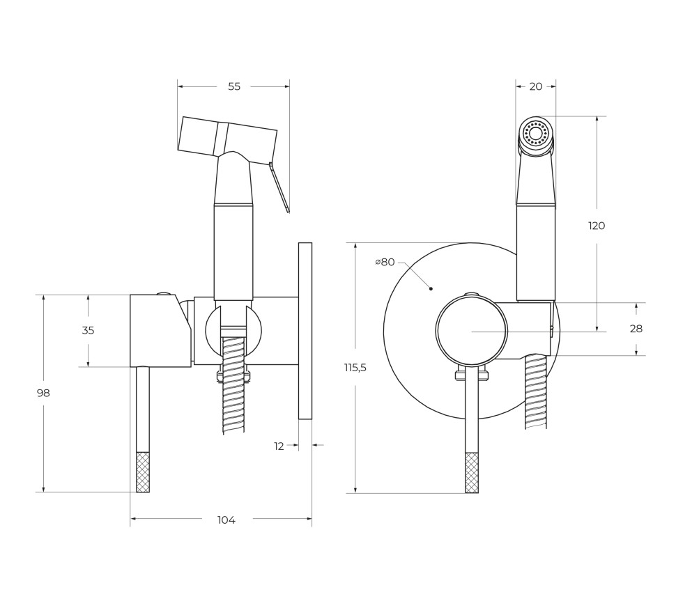 Гигиенический душ со смесителем CEZARES RELAX-DIF-GM
