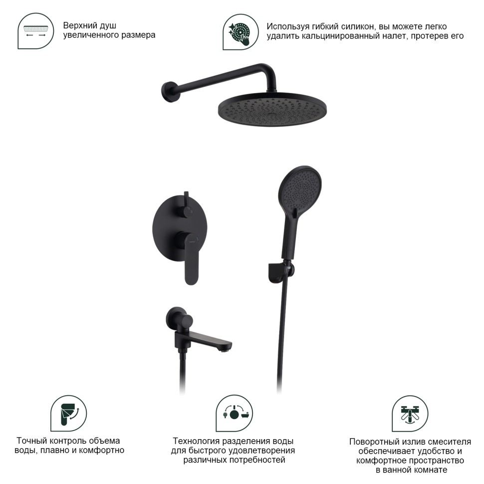 Душевая система Splenka встраиваемая S222.27.06 Черный