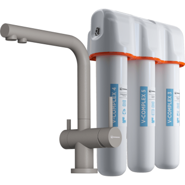 Комплект смеситель+фильтр Omoikiri Nagano-GR-P + Pure drop Lite