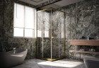 Душевой угол Veconi Premium Trento PTC-20G, 1000Х900x2000, брашированное золото, стекло прозрачное
