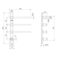 Полотенцесушитель электрический, встроенный Timo Saona 030/18SM черное золото