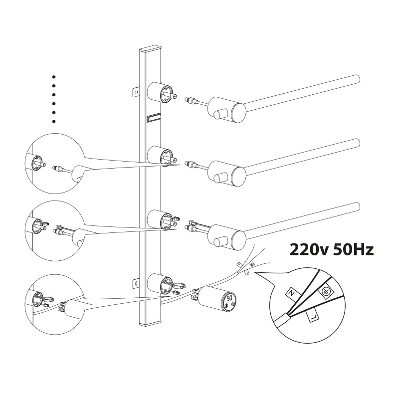 Полотенцесушитель электрический, встроенный Timo Saona 030/18SM черное золото