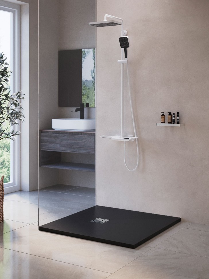 Душевой поддон квадратный RGW ST-G Графит (1000x1000)