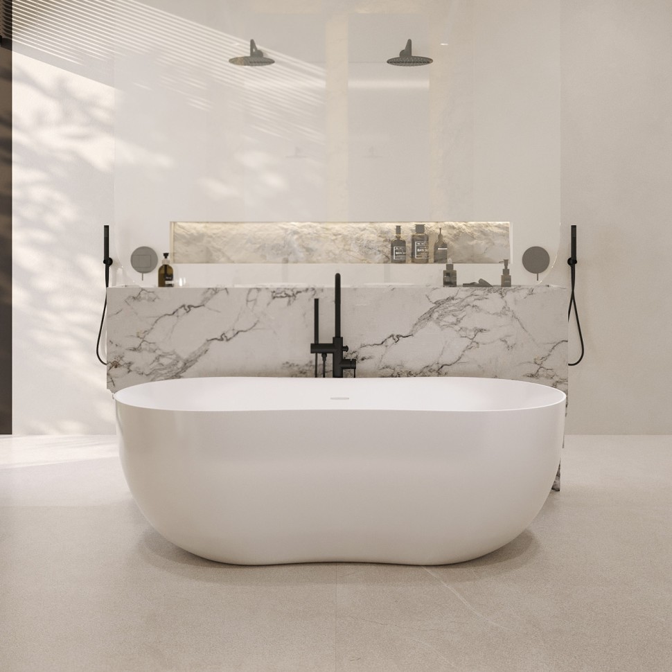 Ванна из искусственного камня ABBER Stein AS9604 белая матовая