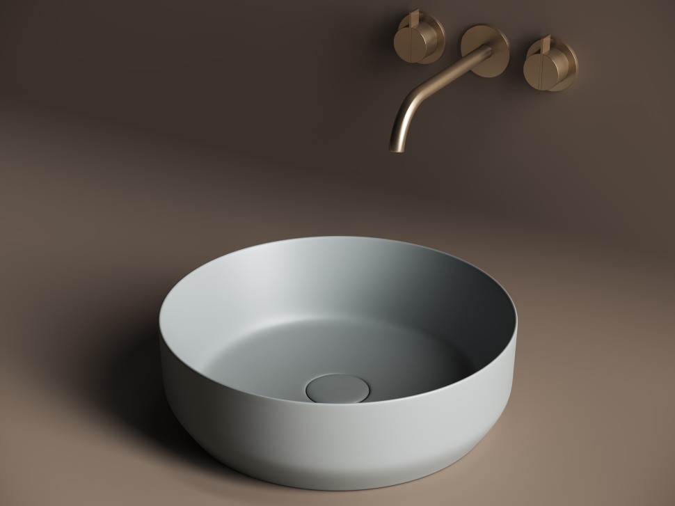 Умывальник чаша накладная круглая (цвет Антрацит Матовый) Element 390x390x120мм