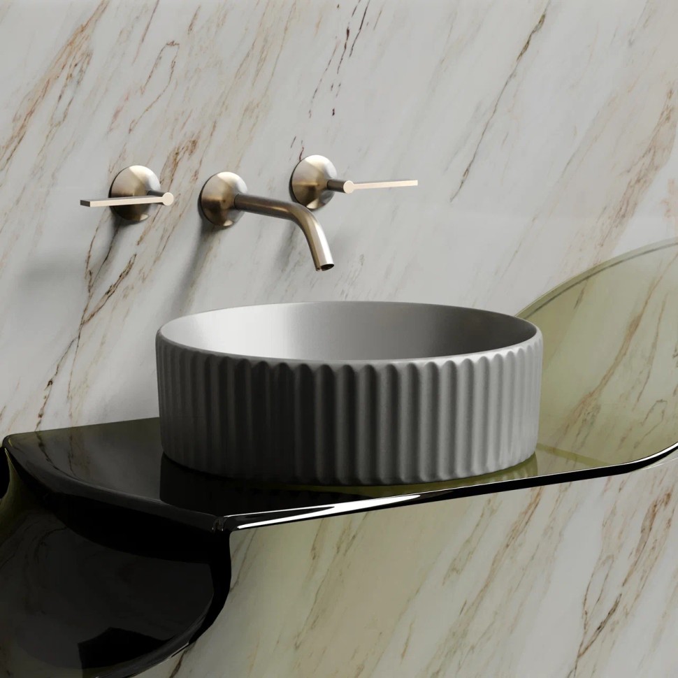 Умывальник чаша накладная круглая (цвет Антрацит Матовый) Element 360x360x115мм