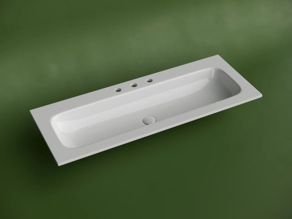 Раковина накладная мебельная CERAMICANOVA Grace прямоугольная 1210x457x137 с тремя отверстиями под смеситель цвет белый CN7024